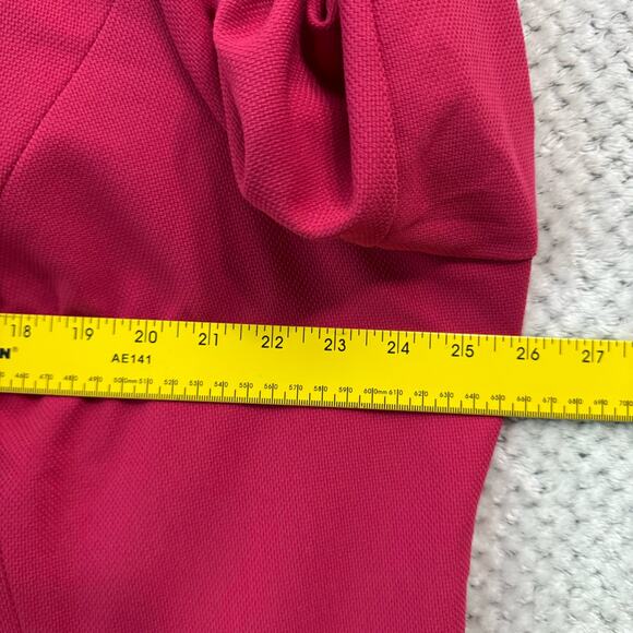 Lane Bryant Blazer 24 Fuchsia Pink Open Front Zip Pockets Mid Length 3/4 Sleeve - Picture 10 of 13
